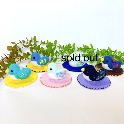 SALE ほっこり小鳥の四季の花 金木犀 フェルトマット付(クリーム