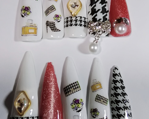 ライトグリーングリッター ハート 地雷系 ジェルネイルチップ