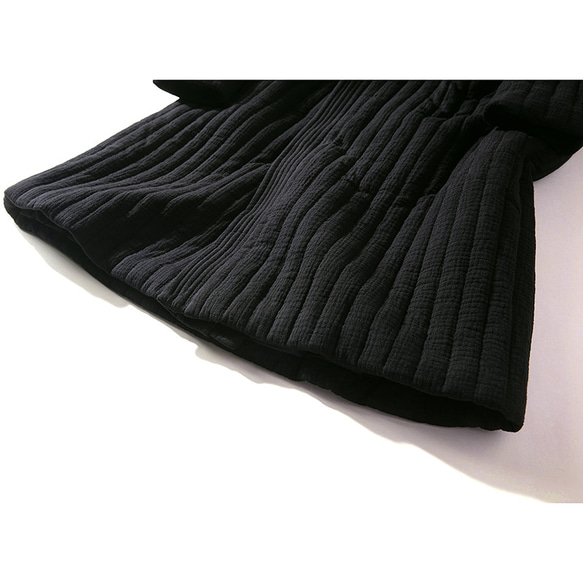ロング中綿コート　中綿ジャケット　柔らかくて暖かい　縦キルティング　綿　ブラック　＃L088BL 10枚目の画像
