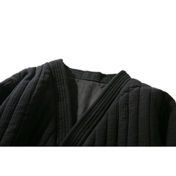 ロング中綿コート　中綿ジャケット　柔らかくて暖かい　縦キルティング　綿　ブラック　＃L088BL 3枚目の画像