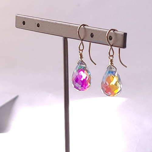 ◇ファイアレインボークォーツ*ドロップのピアス/イヤリング