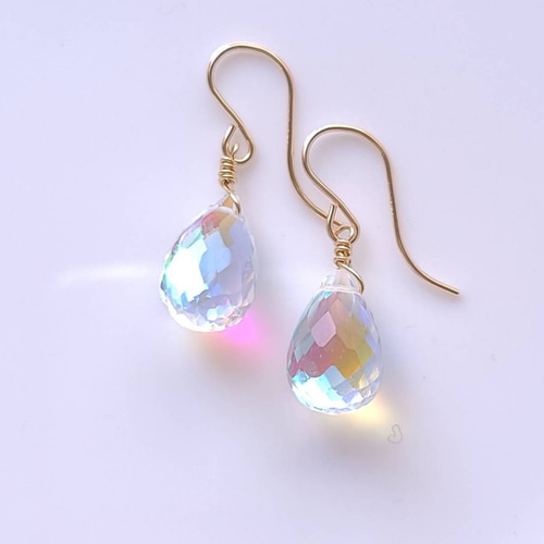 ◇ファイアレインボークォーツ*ドロップのピアス/イヤリング
