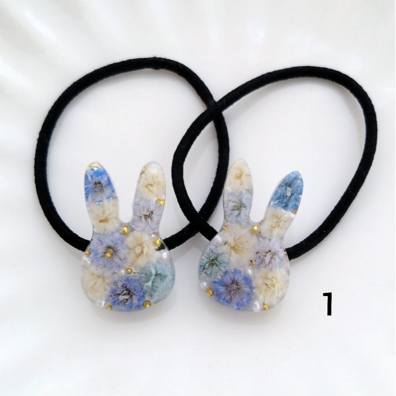 ヘアゴム キッズ うさぎ レジン ハンドメイド かすみそう ドライ ...