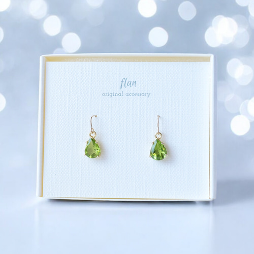 天然石 14kgf ペリドットの枠留めピアス/イヤリング ゴールド シンプル  