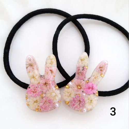 ２セット以上購入で、おまけ１本 レジンハンドメイド ヘアゴム うさぎ