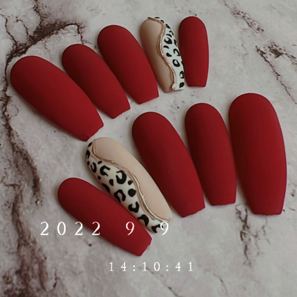 マットボルドーレオパードネイルチップ❤︎゛ ネイルチップ