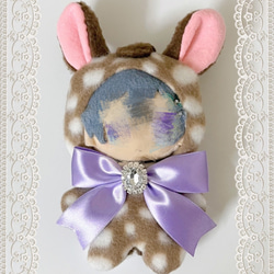 クマ耳着ぐるみ ～ピンクベージュ～ EXマスコットサイズ ぬい服