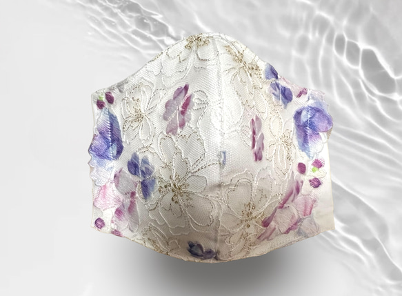 蕾絲刺繡系列花卉圖案口罩口罩套（可選） 第1張的照片