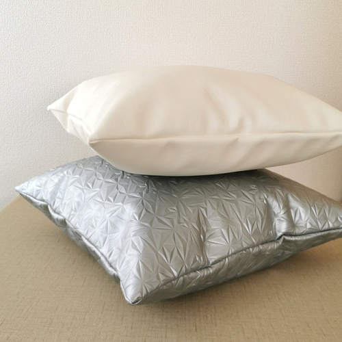 ハラコクッション ホワイト＆ブラウン レザー 楽天市場】柔らかレザー クッションカバー 30cmX50cm 横長