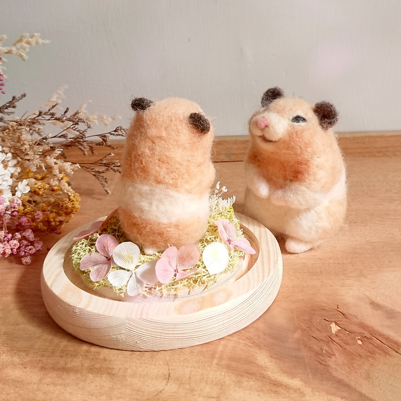 金ネズミの友達 羊毛フェルト人形 キーホルダー 癒しの贈り物 8枚目の画像