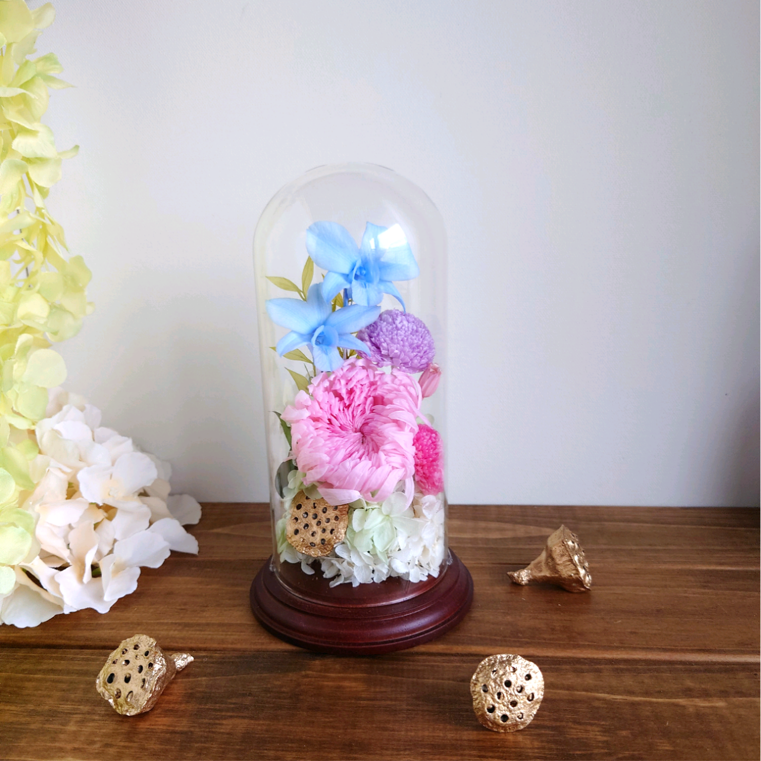 《Creema限定》【受注制作】1点もの　お供えのお花～ドームアレンジ～ プリザーブドフラワー　お盆・お彼岸の時期に