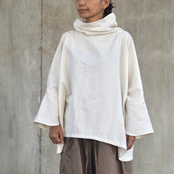 ふわっと起毛コットン/ポンチョ風トップス/オフホワイト ブラウス