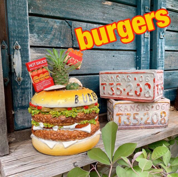 アメリカンダイナー ハンバーガー オーナメント ハンバーガー屋 オープン看板 ✢from九十九里浜✢ アメリカンダイナー/ オーナメント看板