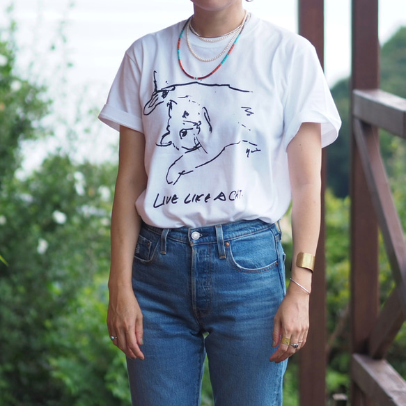 　LIVE LIKE A CAT T shirt　猫Tシャツ 4枚目の画像