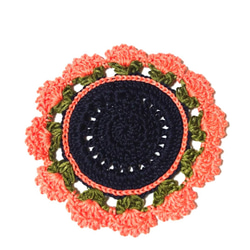 ギザギザお花コースター ハロウィンカラー かぎ編み ハンドメイド 3枚目の画像