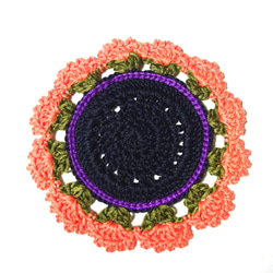 ギザギザお花コースター ハロウィンカラー かぎ編み ハンドメイド 5枚目の画像
