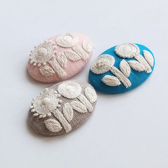 北欧風お花の刺繍ブローチ【hokuo】h140 4枚目の画像