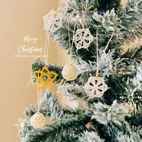 新作❄︎水引毬飾り®︎と雪の結晶クリスマスオーナメント クリスマス