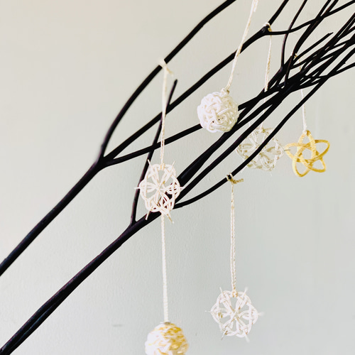 新作❄︎水引毬飾り®︎と雪の結晶クリスマスオーナメント クリスマス