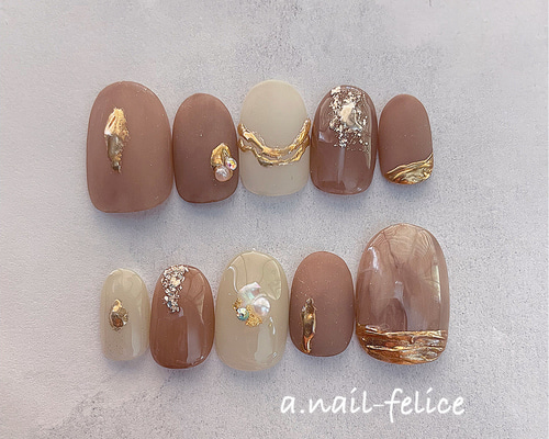 モカ ネイルチップ 99］ネイルチップ/モカベージュのシンプルなネイル ネイルチップ