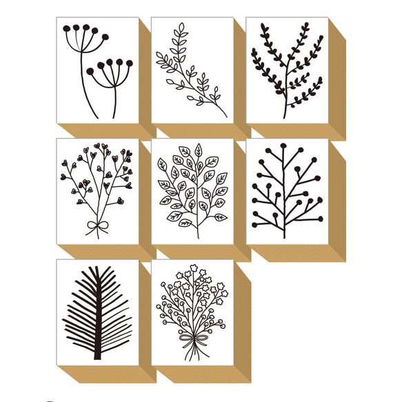 スタンプ おしゃれ はんこ ゴム印  (#80) 葉っぱ リーフ ボタニカル 植物 花束 北欧 ブライダル カード 9枚目の画像
