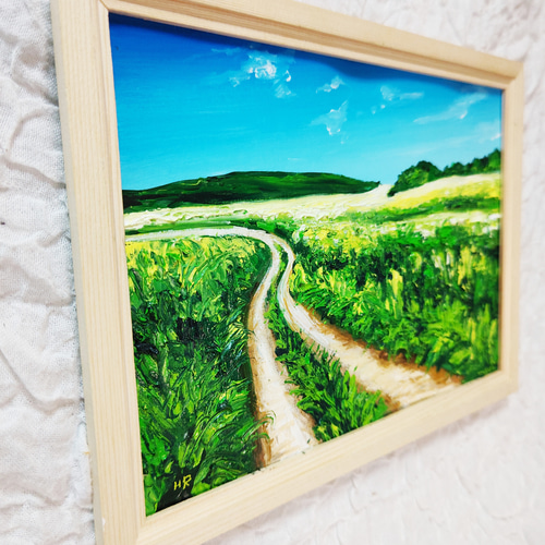 アート作品　油絵　緑の丸と白 油絵 絵画【緑の道】 絵画 HR 通販 14650739｜Creema(クリーマ)