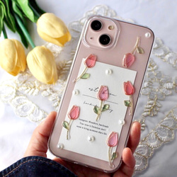 two color チューリップのスマホケース 　全機種対応　iPhoneケース 花柄 韓国　おしゃれ　かわいい　 2枚目の画像