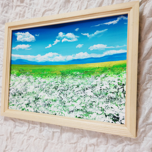 油絵 絵画【白い花道】 油絵 絵画【花の道】 油絵 絵画 【油絵 絵画【白い花道】】 - HR