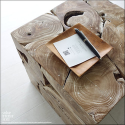 無垢 チークブロックスツールNW27 椅子 イス ベンチ チェア ナチュラル 手作り家具 チェア 銘木 無垢材家具 4枚目の画像