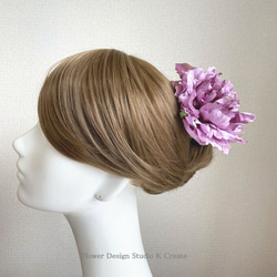 フラメンコ・浴衣髪飾り・発表会に♡モーブピンクのピオニーのヘッドドレス　 2枚目の画像