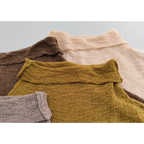 【7色】ハイネックセーター　柔らかくて薄い　ニットセーター　シンプルセーター　ウール混紡ベージュ＃L090BE 15枚目の画像