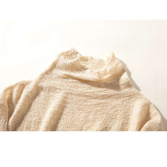 【7色】ハイネックセーター　柔らかくて薄い　ニットセーター　シンプルセーター　ウール混紡ベージュ＃L090BE 3枚目の画像