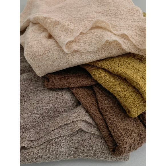 【7色】ハイネックセーター　柔らかくて薄い　ニットセーター　シンプルセーター　ウール混紡ベージュ＃L090BE 14枚目の画像