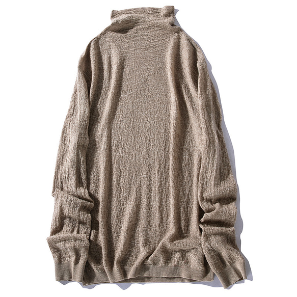 【7色】ハイネックセーター　柔らかくて薄い　ニットセーター　シンプルセーター　ウール混紡 キャメル＃L090KM 2枚目の画像