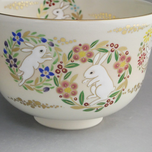 ◇商品番号 12804 抹茶茶碗 花兎 陶楽 茶碗・めし碗 松韻堂 通販