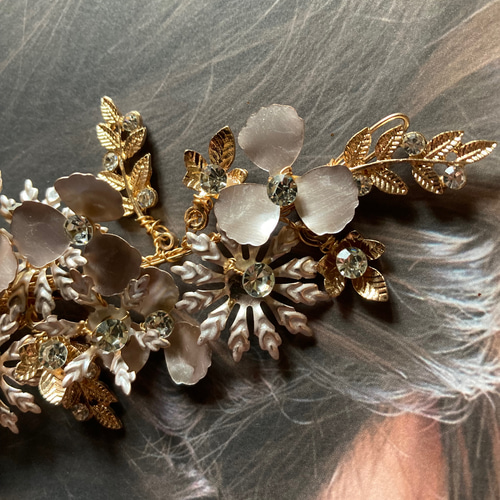 煌めくフラワーヘアクリップ☆*:.ラインストーン☆*:.花嫁髪飾り
