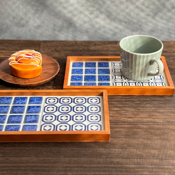 ほっと落ち着くカフェトレー　コバルトブルー 1枚目の画像