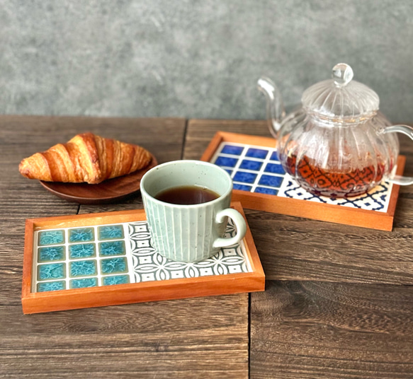 ほっと落ち着くカフェトレー　コバルトブルー 8枚目の画像