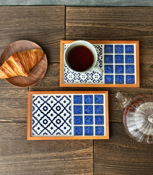 ほっと落ち着くカフェトレー　コバルトブルー 2枚目の画像