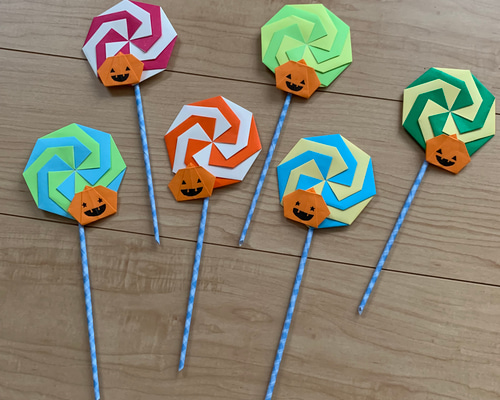 折り紙ハロウィン飾り現品フランケンシュタインお城ペロペロ