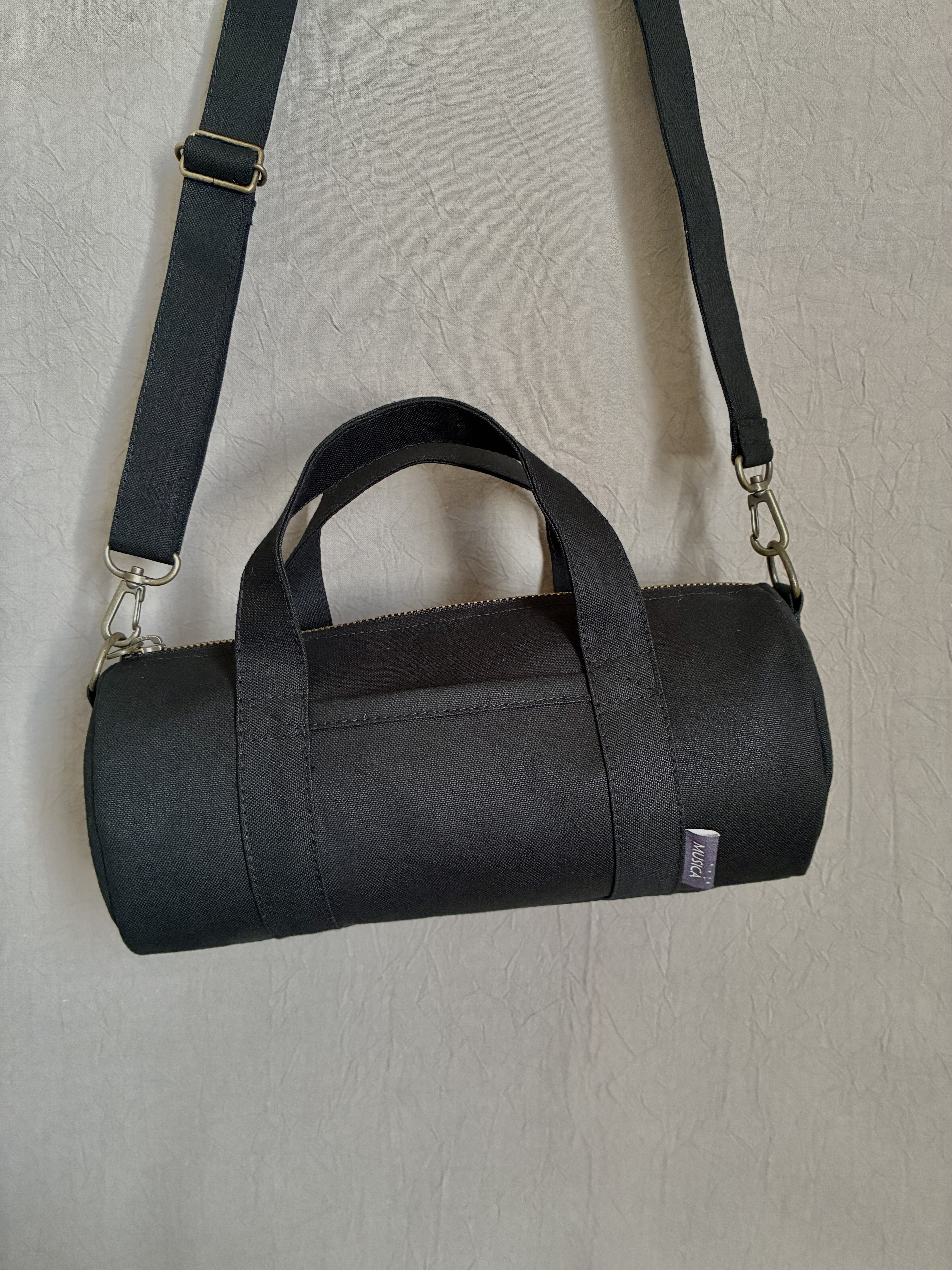 帆布のまるボストン S ショルダーにもなるタイプ　黒