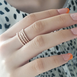 メンズライク、レイヤード4連リング、RS-219ピンクゴールド個性的ペア