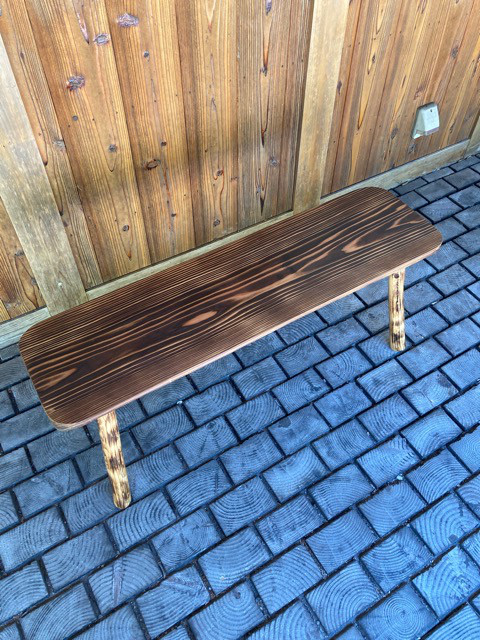 木のベンチ 吉野杉 焼き仕上げ 長椅子 アウトドア 室内 屋外