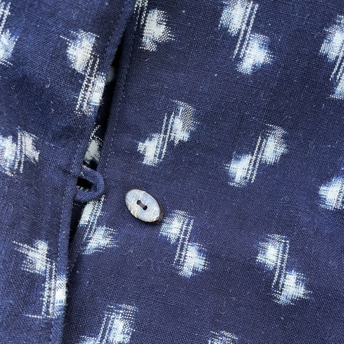 着物リメイク】絣の衿付きコートワンピース/藍染 ワンピース 古布華