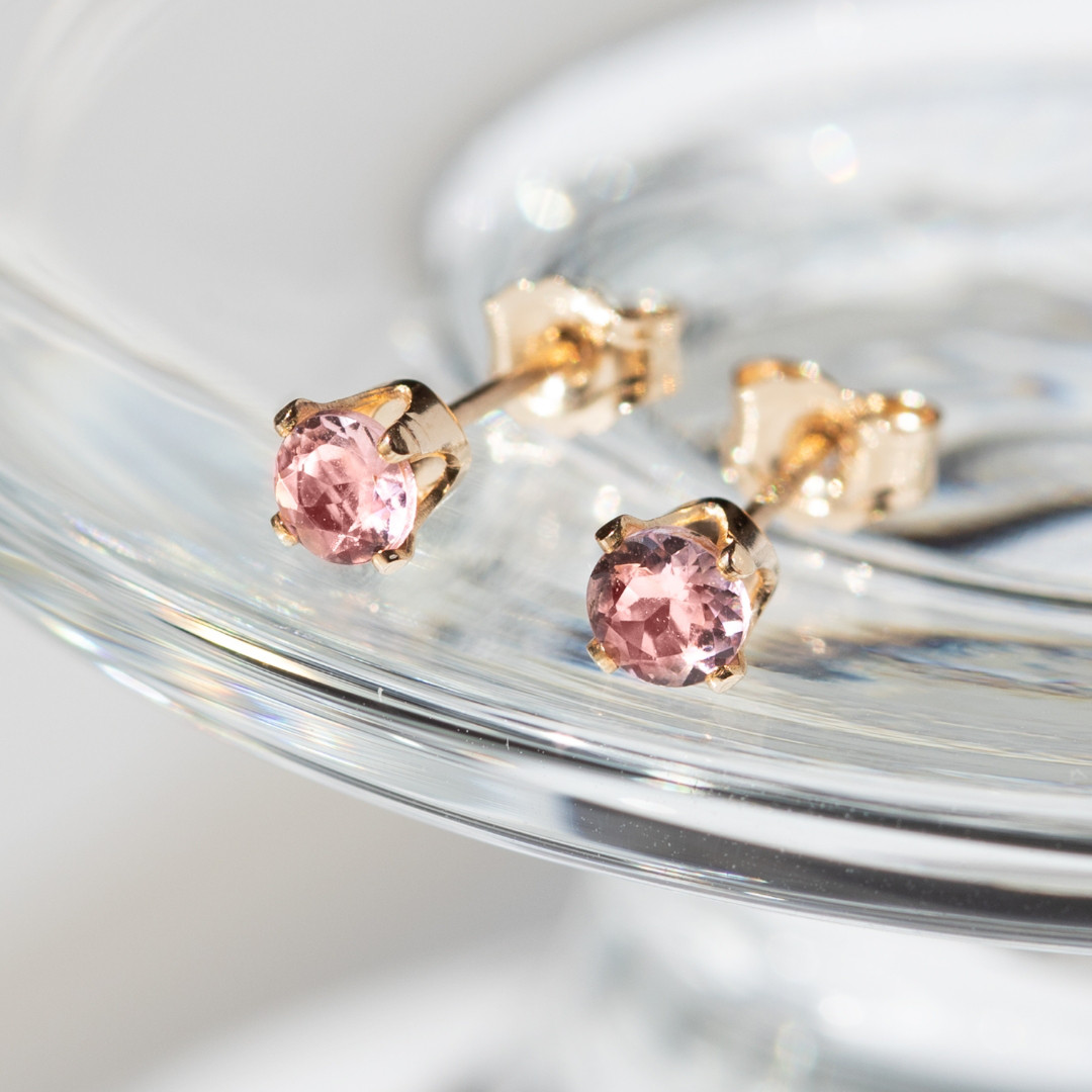 【再販】『希望』ピンクトルマリン一粒ピアス◇10月誕生石【サージカルステンレス/14kgf】金属アレルギー対応◇桜