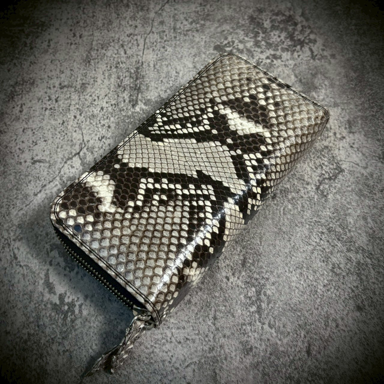 パイソン ダブルジッパー 長財布 カード24枚 大容量 蛇 メンズ レディス ダブルファスナー 経年変化 ナチュラル