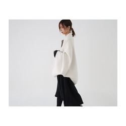 秋冬3way大人の高級メルトンフリースストール／ストールにもアウターにもブランケットにも使い方色々／アイボリー 3枚目の画像