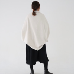 秋冬3way大人の高級メルトンフリースストール／ストールにもアウターにもブランケットにも使い方色々／アイボリー 5枚目の画像