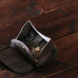 小さな財布 コロコロ丸いコンパクトウォレット・革財布 グレー 4枚目の画像