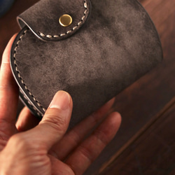 小さな財布 コロコロ丸いコンパクトウォレット・革財布 グレー 13枚目の画像